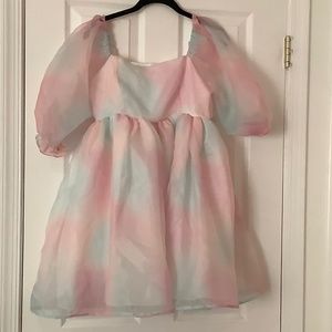 Puffed Sleeve, cotton candy colored sized dress, size M